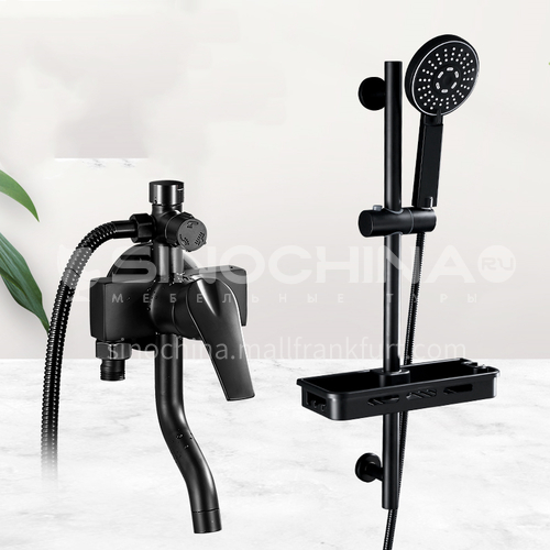 Surface mounted shower set, exposed tube shower, household simple shower set, black nozzle for bath